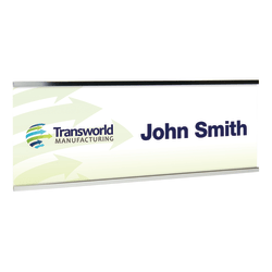 Custom Full Color Plastic Wall Signs With Slide-in Metal Flush Wall Mount, 3" x 8"