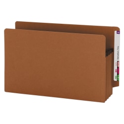 Smead® End-Tab Extra-Wide File Pockets, 3-1/2" Expansion, Extra-Wide Legal Size, 100% Recycled, Redrope, Pack Of 25