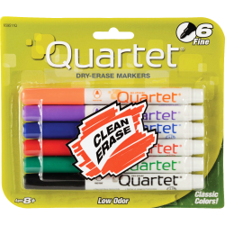 Quartet® Dry-Erase Markers, Fine Point, Assorted Colors, Pack Of 6