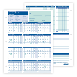 ComplyRight® 2024-2025 Fiscal Attendance Calendar, 8 1/2" x 11", Pack Of 50