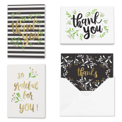 All Occasion Thank You "Golden Gratefulness" Greeting Card Assortment With Blank Envelopes, 4-7/8" x 3-1/2", Pack of 24
