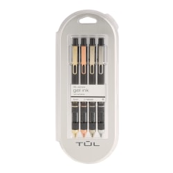 TUL® GL Series Retractable Gel Pens, Mixed Metals, Medium Point, 0.7 mm, Black Barrel, Black Ink, Pack Of 4 Pens