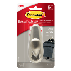 Command Forever Classic Large Metal Hooks, 1 Command Hook, 2 Command Strips, Damage Free Organizing of Dorm Rooms