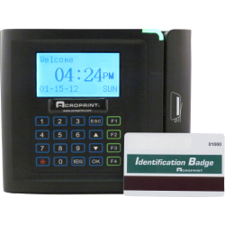 Acroprint timeQplus Ethernet Time Clock With Magnetic Stripe System, 50  250 Employees, 9.25" x 10.75" x 3.75", Black