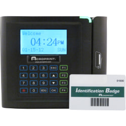 Acroprint timeQplus Ethernet Time Clock With Barcode System, 250 Employees, 9.25" x 10.75" x 3.75", Black