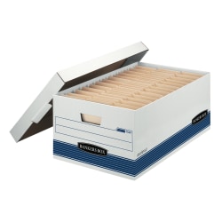 Bankers Box® Stor/File™ FastFold® Medium-Duty Storage Boxes, Legal Size, 24“D x 15" x 10", White/Blue, Case Of 12 - 00702
