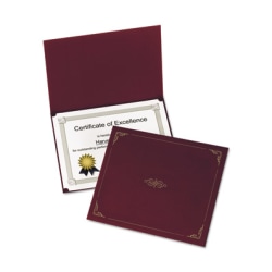 Oxford Letter Certificate Holder - 8 1/2" x 11" - Linen - Burgundy - 5 / Pack