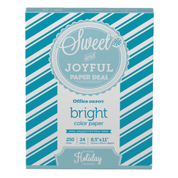 Office Depot® Brand Bright Color Copier Paper, Letter Size (8 1/2" x 11"), Pack Of 250 Sheets, 24 Lb, Peppermint Blue