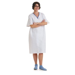 Medline Overlap Back-Closure IV Patient Gowns, 54", Demure, Pack Of 12