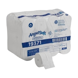 Angel Soft Professional Series® Compact® Coreless Toilet Paper, 2-Ply, 4"x3.8" Sheets, 20% Recycled Fiber, White, 750 Sheets, 36 Rolls per Case