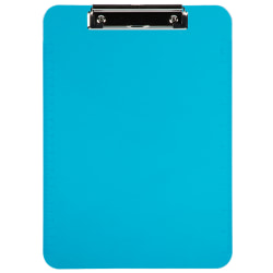 JAM Paper® Plastic Clipboard with Metal Clip, 9" x 13", Blue