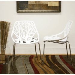 Baxton Studio Birch Sapling Stackable Chairs, White, Set Of 2