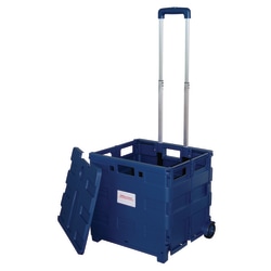 Office Depot® Brand Mobile Folding Cart With Lid, 16"H x 18"W x 15"D, Blue