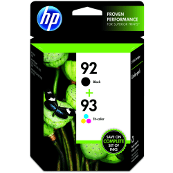 HP 92/93 Black And Tri-Color Ink Cartridges, Pack Of 2, C9513FN