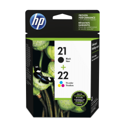 HP 21/22 Black And Tri-Color Ink Cartridges, Pack Of 2, C9509FN