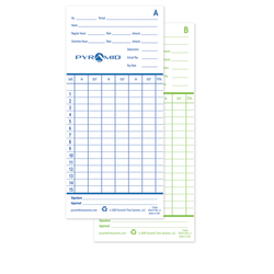 Pyramid™ 30% Recycled Time Cards For Pyramid Model 2600, 2-Sided, 3 3/8" x 7 7/16", Pack Of 100