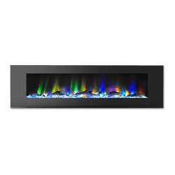 Cambridge® Wall-Mount Electric Fireplace With Multicolor Flames And Driftwood Log Display, 72", Black