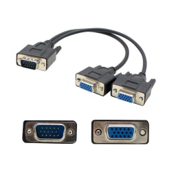 AddOn 8in VGA Splitter Cable - VGA splitter - HD-15 (VGA) (M) to HD-15 (VGA) (F) - 8 in - black