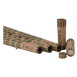 Coin Tainer PAP R Tubular Coin Wrap  10 Denomination  Durable, Burst Resistant, Crimped, Pre formed  57 lb Paper Weight  Paper  Green