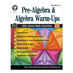 Mark Twain Media Pre-Algebra And Algebra Warm-Ups Workbook, Grades 5 - 12