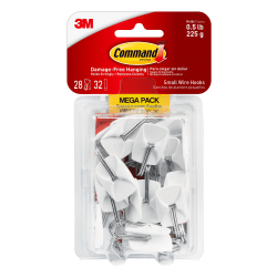 Command Small Wire Toggle Hooks, 28-Command Hooks, 32-Command Strips, Damage-Free, White
