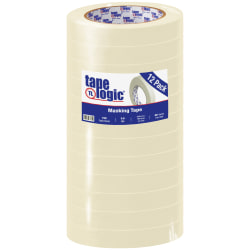 Tape Logic® 2400 Masking Tape, 3" Core, 0.75" x 180', Natural, Pack Of 12