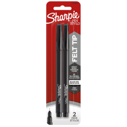 Sharpie® Fine-Point Pens, Fine Point, 0.4 mm, Black Barrels, Black Ink, Pack Of 2