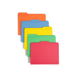 Smead® Color File Folders, With Reinforced Tabs, Letter Size, 1/3 Cut, Assorted Colors, Box Of 100