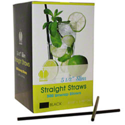 Goldmax Slim Plastic Sip 'n Stir Sticks, 5 1/4", Black, Pack Of 10,000