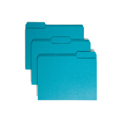 Smead® Color File Folders, Letter Size, 1/3 Cut, Teal, Box Of 100