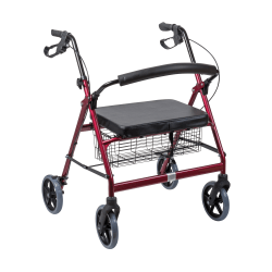 DMI® Adjustable Steel Bariatric Rollator With Seat, 34 3/4" x 28 1/2", Burgundy