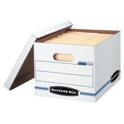 Bankers Box® Stor/File™ Boxes With Lift-Off Lids, Letter/Legal Size, 12 1/2" x 16 5/16" x 10 1/2", White, 4/Carton