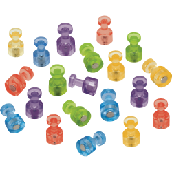 Quartet® Assorted Colors Magnetic Pushpins, 1 1/2" Diameter, Assorted Colors, Pack Of 20