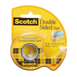 Scotch Double Sided Tape with Dispenser, Removable, 3/4 in x 400 in, 1 Tape Roll, Clear, Home Office and School Supplies