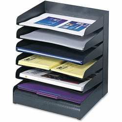 Safco® Steel Desk Tray Sorter, 6 Shelf, 13 1/4"H x 12"W x 9 1/2"D, Black