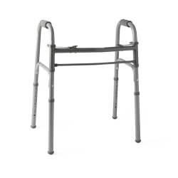 Medline Junior Adjustable Aluminum/Steel 2-Button Folding Walker, 25" - 32"H