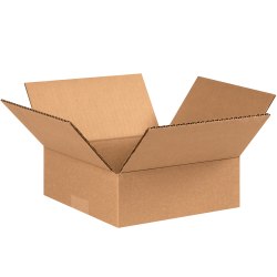 Partners Brand Flat Corrugated Boxes, 9" x 9" x 3", Kraft, Pack Of 25 Boxes