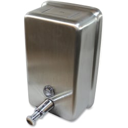 Genuine Joe Stainless Vertical Soap Dispenser - Manual - 1.25 quart Capacity - Tamper Proof, Theft Proof, Refillable - Stainless Steel - 1Each
