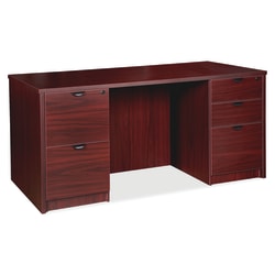 Lorell® Prominence 2.0 60"W Double-Pedestal Computer Desk, Mahogany