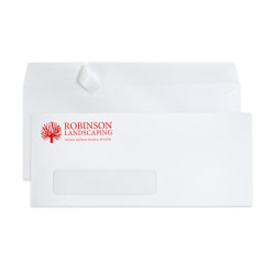 Custom #10, 1-Color, Peel & Seal, Single Window  Business Envelopes, 4-1/8" x 9-1/2", White Wove, Box Of 500