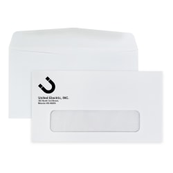 Gummed Seal, Single Window Business Envelopes,  3-5/8" x 6-1/2", 1-Color, Custom #6-3/4, Box Of 500