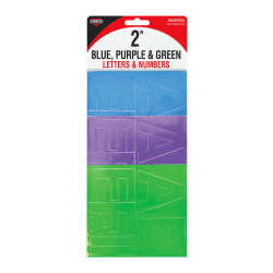 Cosco Vinyl Numbers And Letters, 2", Blue/Green/Purple