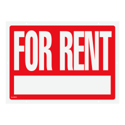 Cosco® "For Rent" Sign With Stake Kit, 16" x 22 1/2", Red/White