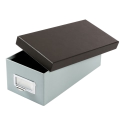 Oxford® Index Card Storage Box, 3" x 5", Blue Fog/Black