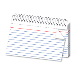 OfficeMax Spiral Ruled Index Cards, 4" x 6", White, Box Of 50