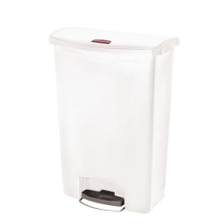 Rubbermaid® Slim Jim Rectangular Plastic Wastebasket, Step-On, 24 Gallons, White