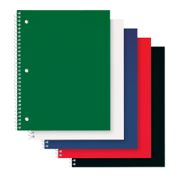 Office Depot® Brand Poly Cover Wirebound Notebook, 8" x 10 1/2", 1 Subject, Wide Ruled, 70 Sheets, Assorted Colors