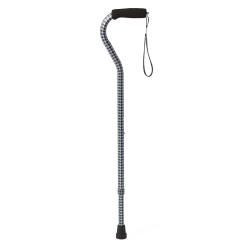 Medline Adjustable Aluminum Offset-Handle Cane, 29" - 38", Houndstooth