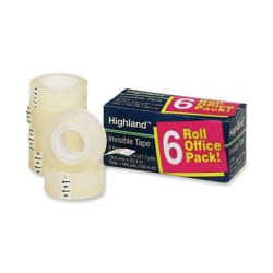 Highland 3/4"W Matte-finish Invisible Tape - 27.78 yd Length x 0.75" Width - 1" Core - Matte - Clear - For Mending, Holding, Splicing - 1 Pack
