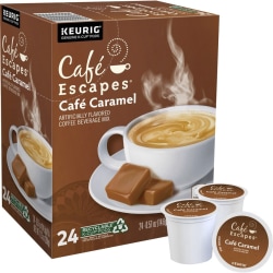 Cafe Escapes™ Single-Serve Coffee K-Cup® Pods, Cafe Caramel, Carton Of 24